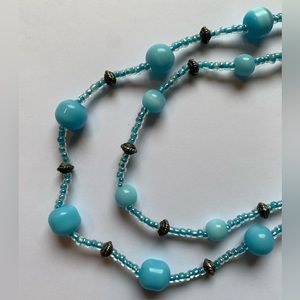 18 1/2" Blue Beaded 2 Tier Necklace